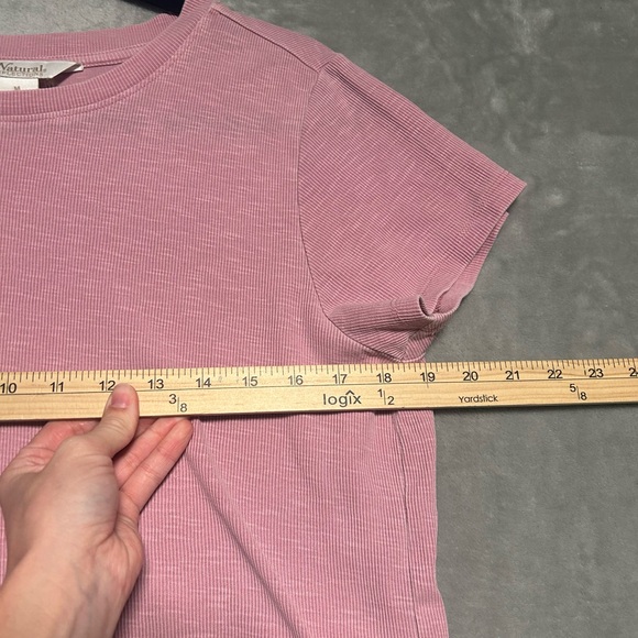 Natural Reflections Ribbed Drop Cut Short Sleeve T Shirt Women’s Medium Pink - Picture 5 of 6